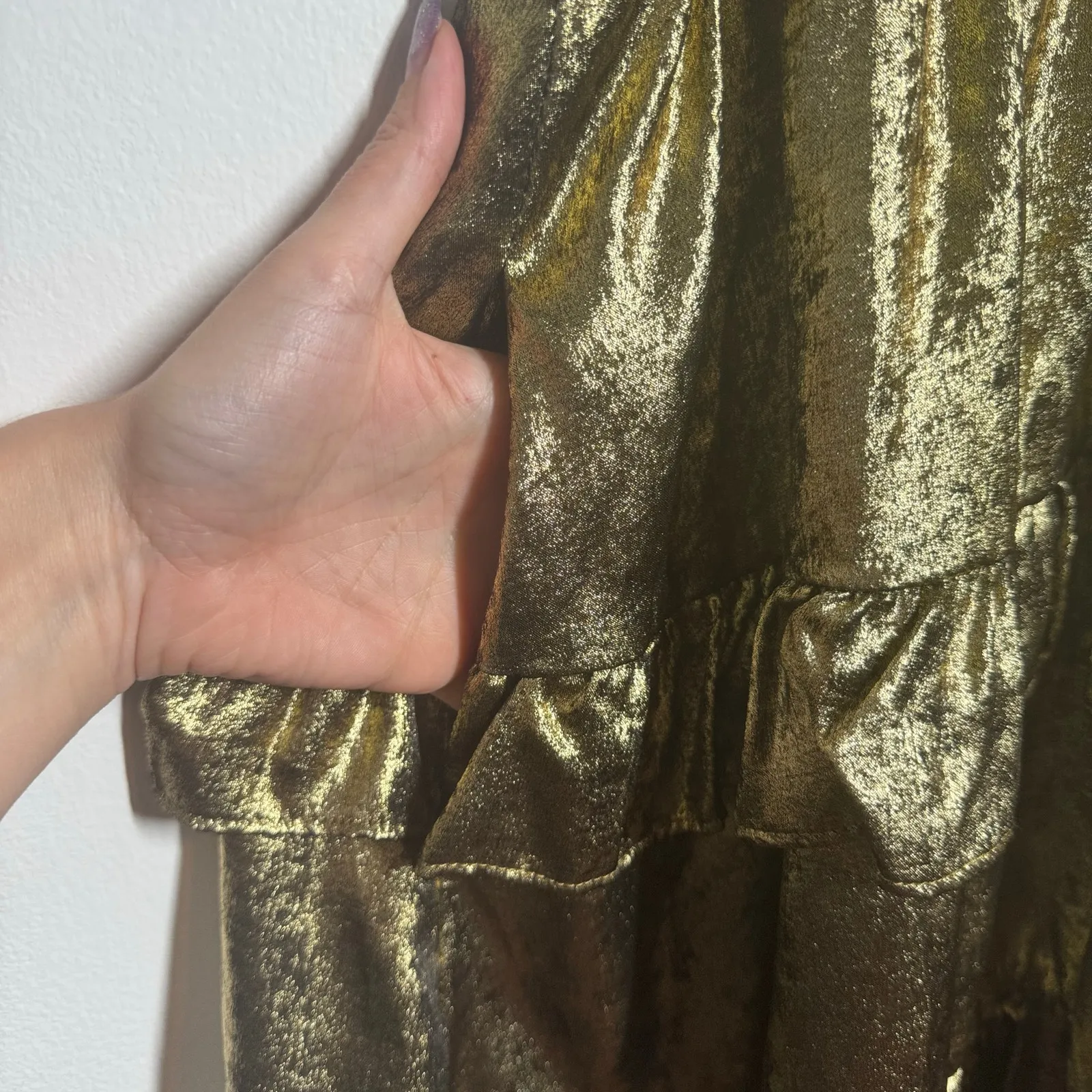 TCEC Dress Women S Bronze Tiered Ruffle Side Cutout Holiday Party Cocktail Glam - Image 8