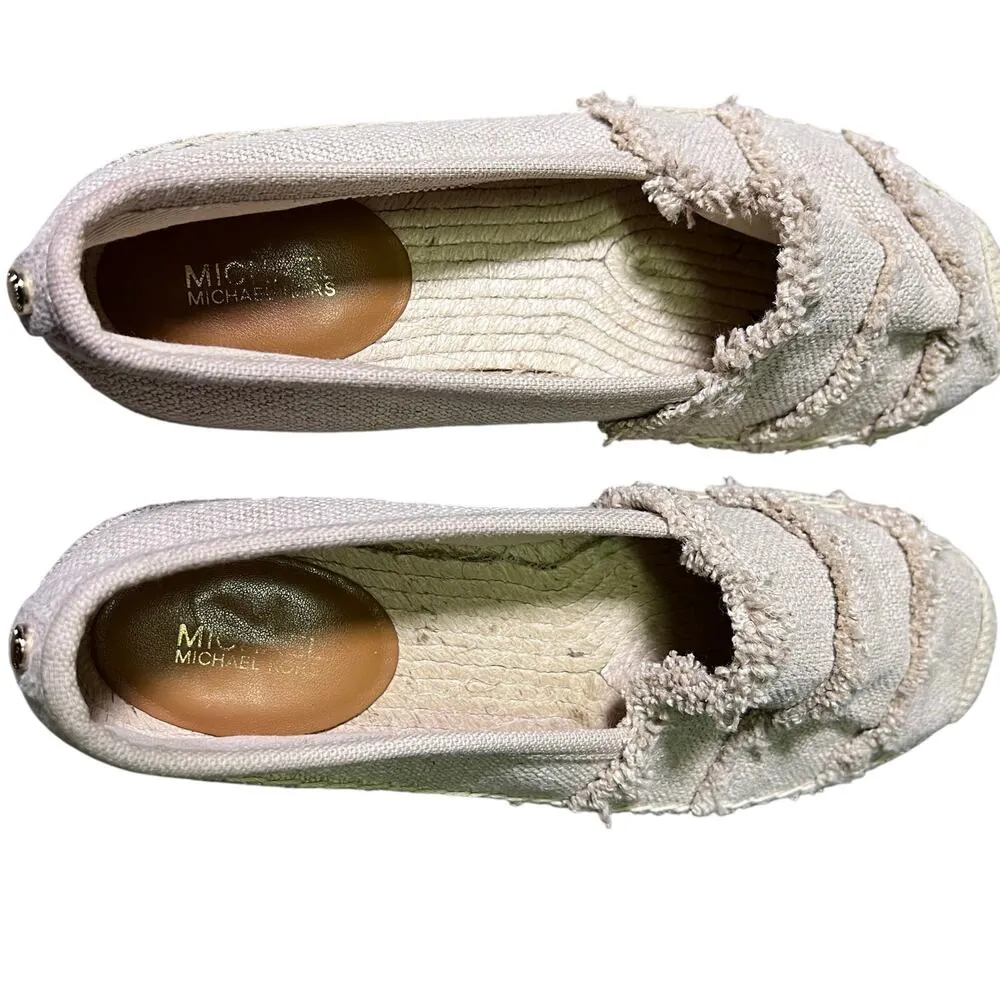 Michael Kors MK Women's Shoes White Fabric Espadrille Size US 7.5M EU 37.5M - Image 2