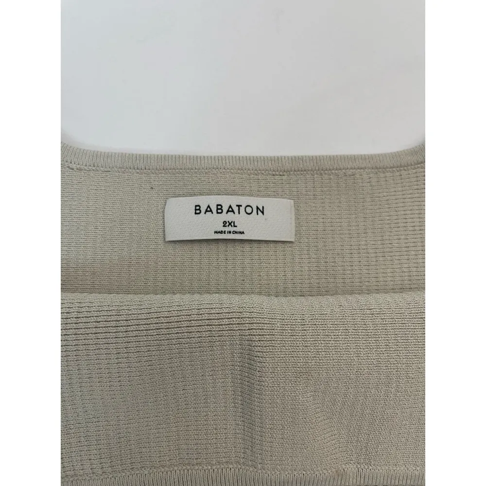 Babaton Sculpt Knit Square Neck Cropped Tank Matte Pearl Size 2XL Essential - Image 11