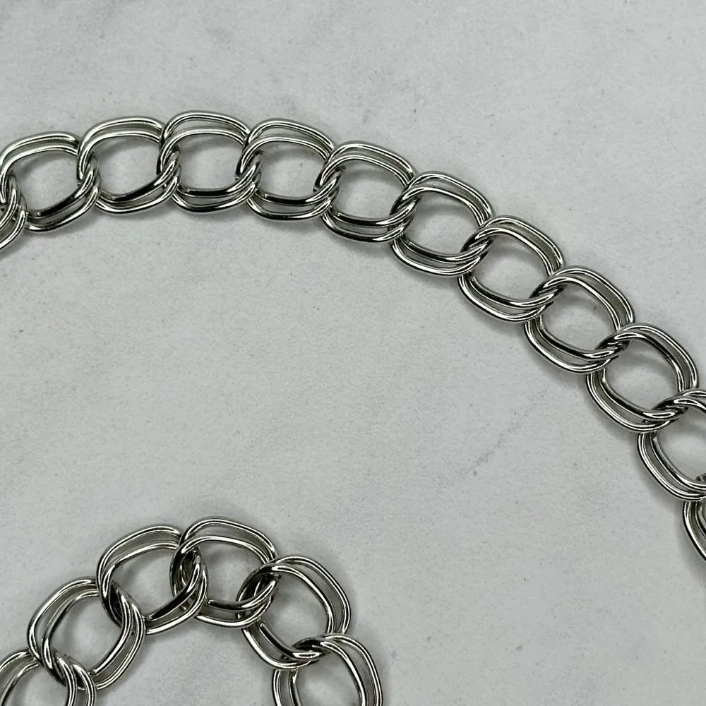 Silver Tone K Initial Letter Belly Body Metal Chain Link Belt Size XS Small S - Image 6