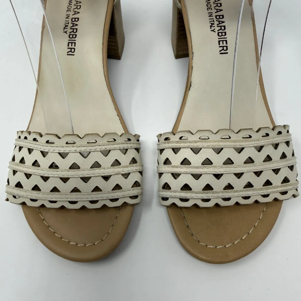 Barbara Barbieri Leather Open Toe Sandal Heels Womens 6 White Anthropologie NWOT - Image 4