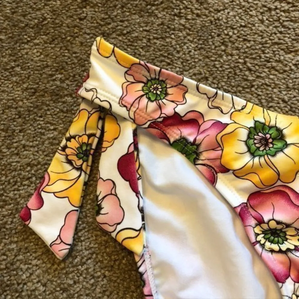 NEW NWOT JAG JEANS Yellow Pink White Tropical Floral Y2K 00s Bikini BOTTOM XL - Image 2