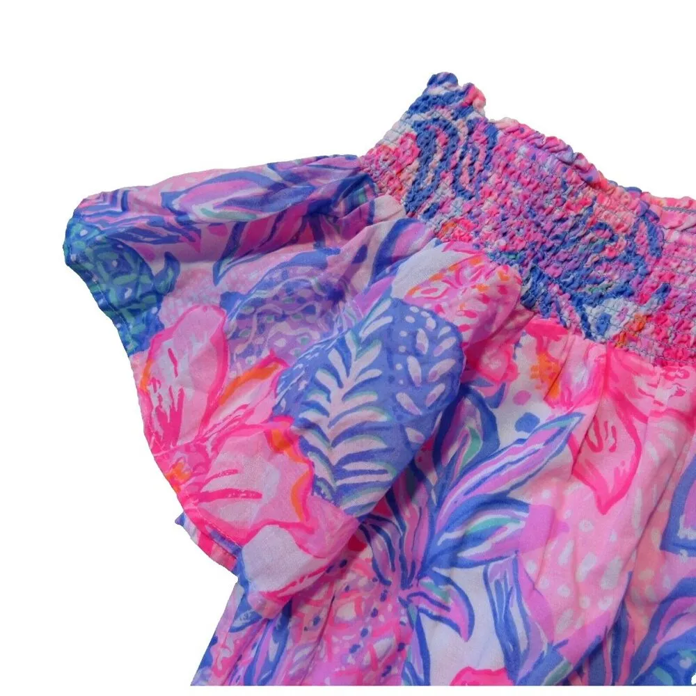 NWT Lilly Pulitzer Dezi Off-The-Shoulder Maxi in Pink Isle Snappy Turtle Dress S - Image 3