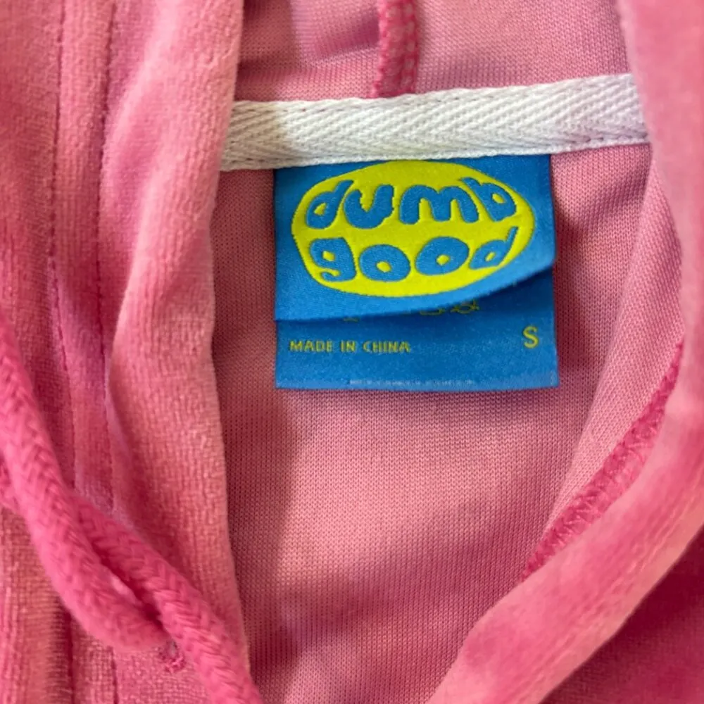 Hello Kitty x Dumbgood Pink Velour Cropped Hoodie (50th Anniv.) NWOT Small - Image 6