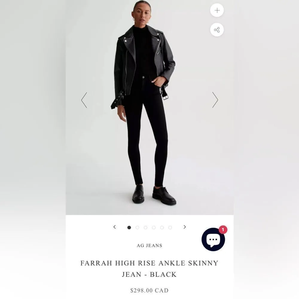 NEW AG Adriano Goldschmied The Farrah Skinny High Rise Jeans in Black Size 25 R - Image 16