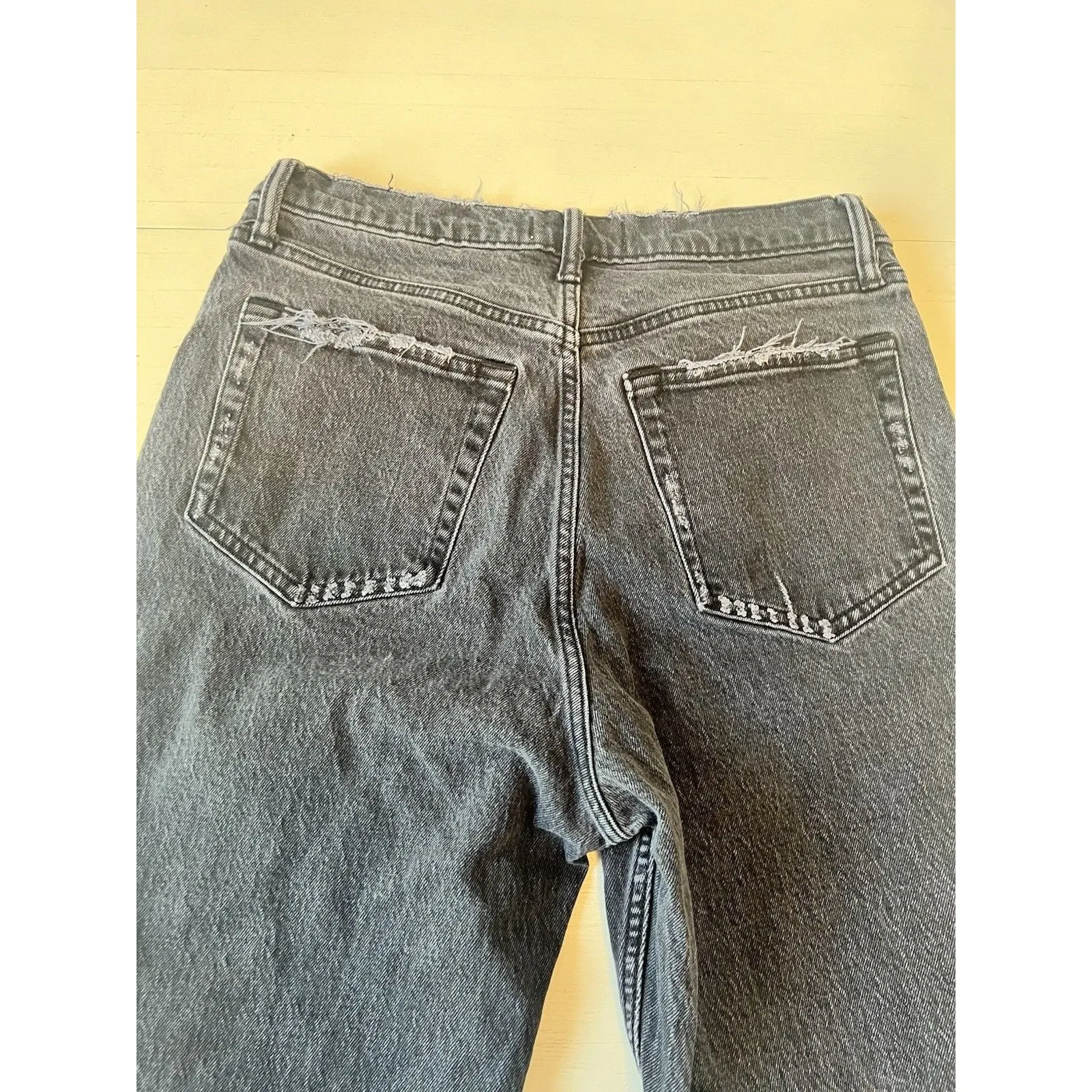 Abercrombie & Fitch Womans 30/10R The Dad High Rise Black Distressed Denim Jeans - Image 5