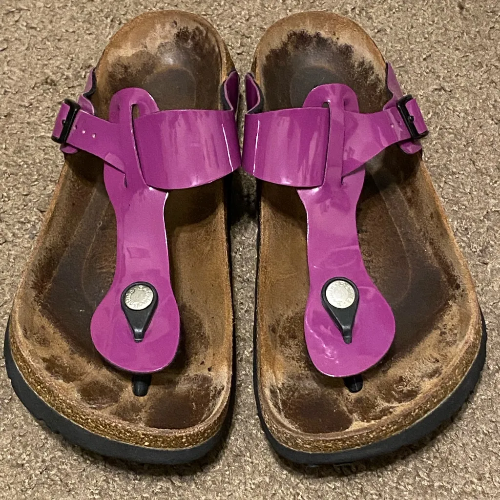 Birkenstock Betula Gizeh Birko-Flor Shiny Purple Sandals Thong Women's‎ 7 EU 38 - Image 2