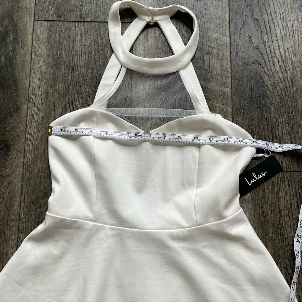 NWT Lulu's White Mesh Light and Grace Halter Skater Dress Size Medium - Image 8