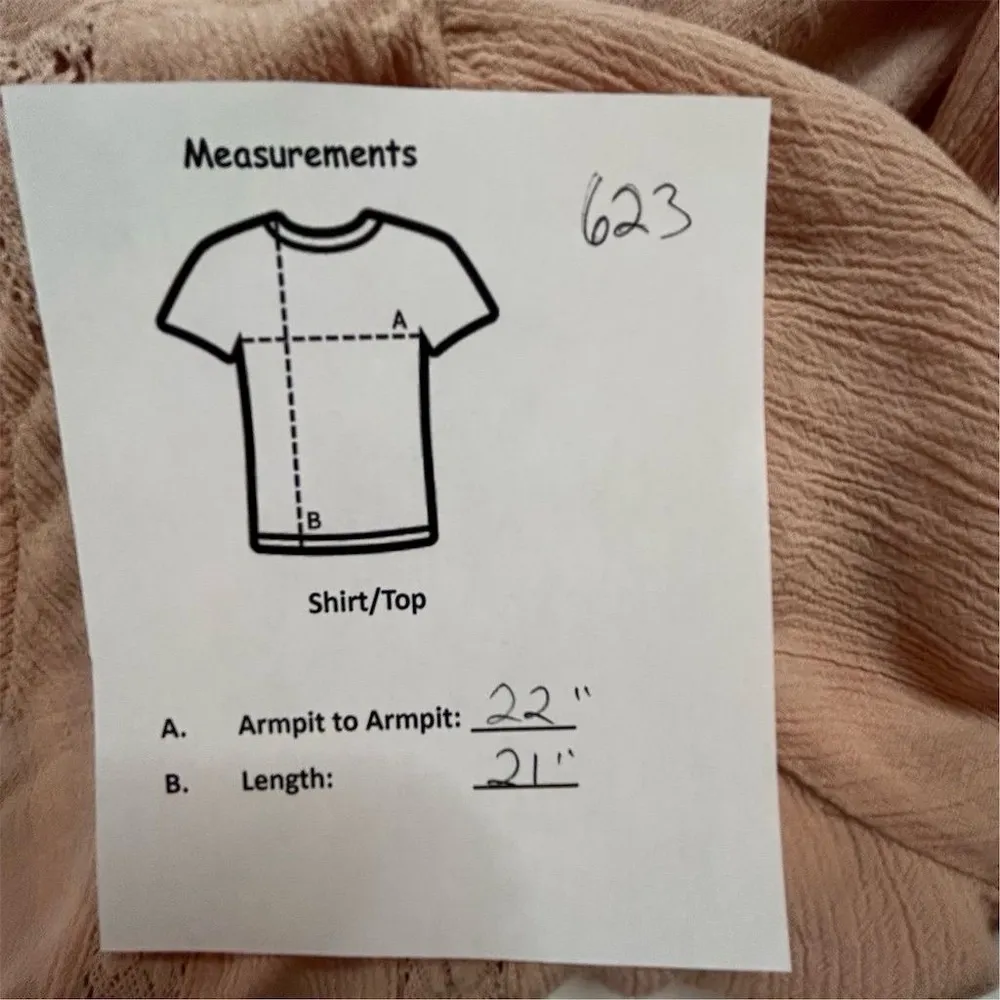 American Eagle Women's M Pink/Peach Boho Bell Sleeve Blouse Embroidered Casual - Image 12