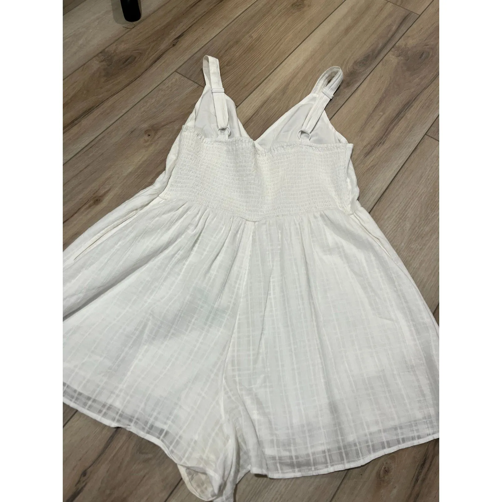 American Eagle White Flowy Romper Summer Beach XL - Image 3