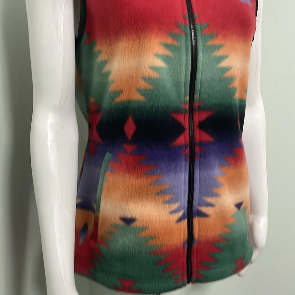 Chaps Ralph Lauren Southwestern Southwest Aztec Print Fleece Zipper Vest small - Image 3