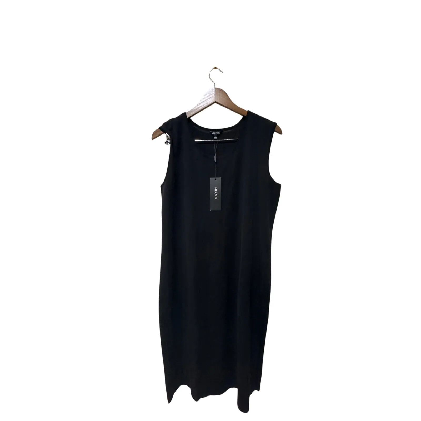 Misook Sleeveless Tank Dress Minimalist Knit Quiet Luxury Size Large Black - Image 6