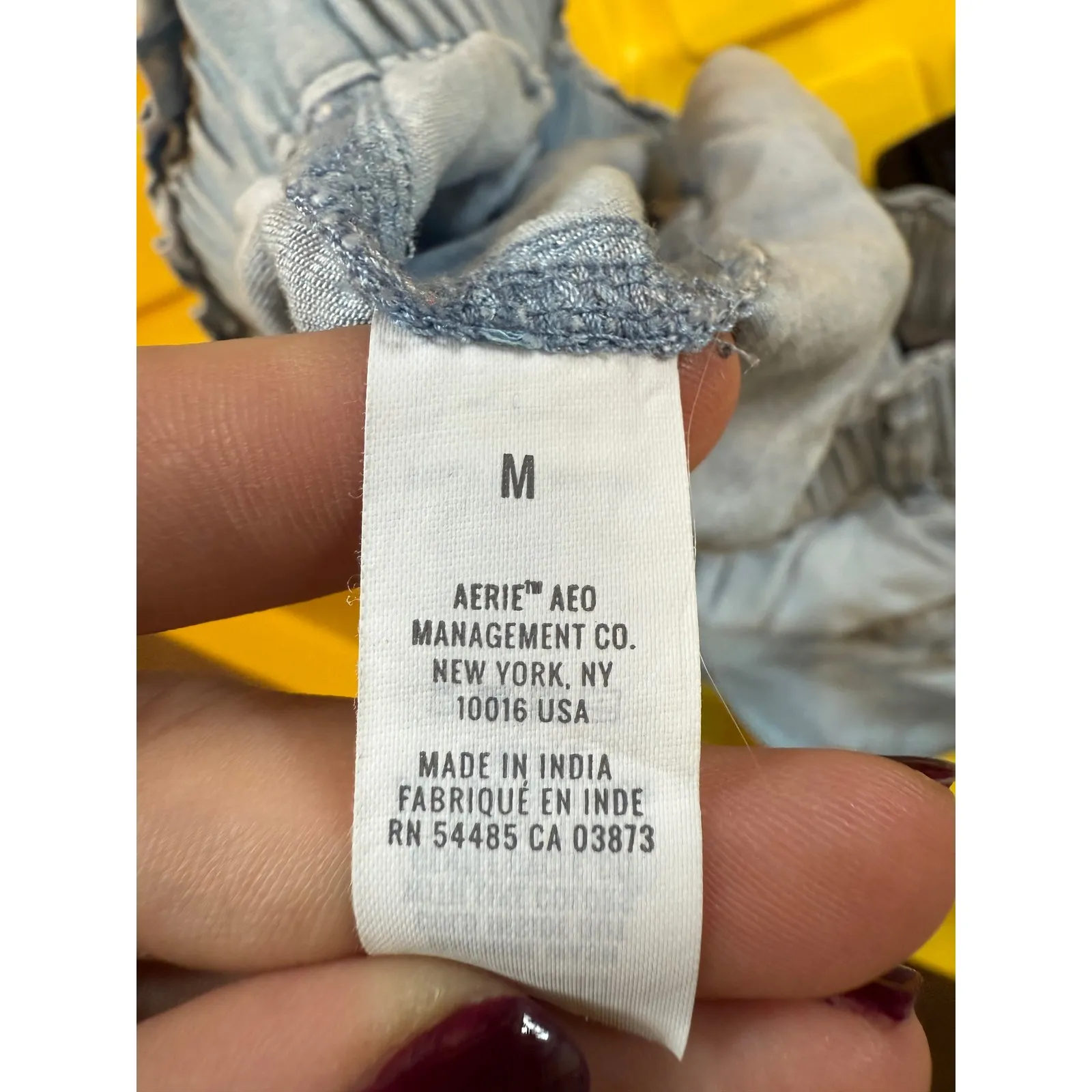 Aerie Chambray Paperbag Waist Shorts Women's M/M Light Blue Cuffed Rolled - Image 4