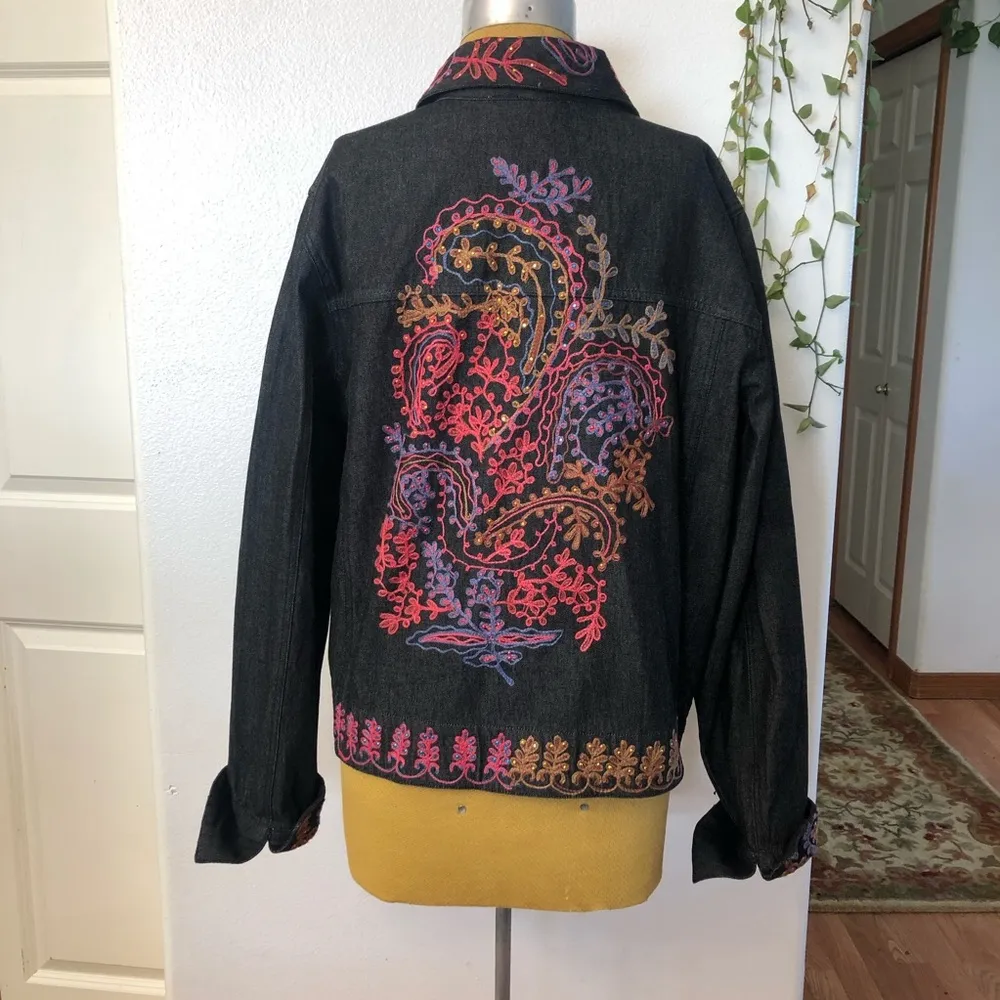 Coldwater Creek Blue Jean Jacket embroidered - Image 4