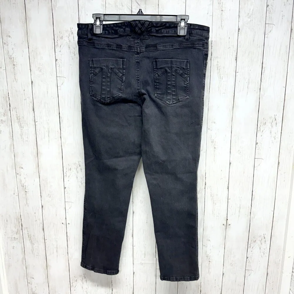 Vintage Tripp NYC Jeans Women Size 14S Black Skinny Size Skulls Striped Cotton - Image 4