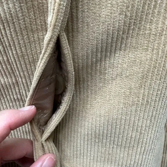 Express Wide Wale Tan Corduroy Concealed Button Jacket Button Up CollarSize‎ 7/8 - Image 10