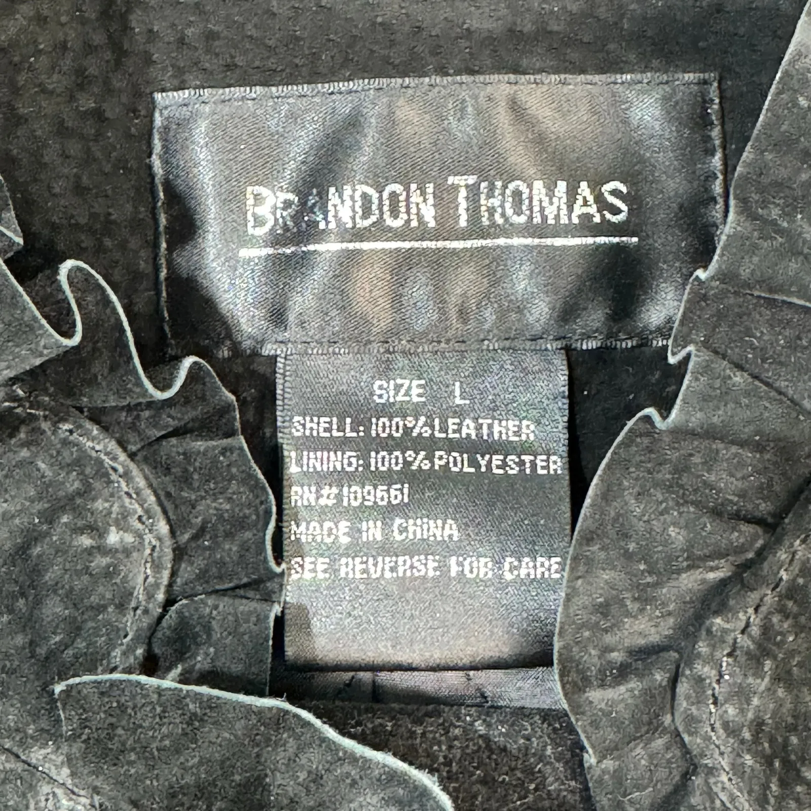 Brandon Thomas VTG Black Suede Leather Jacket Blazer Ruffle - Image 8