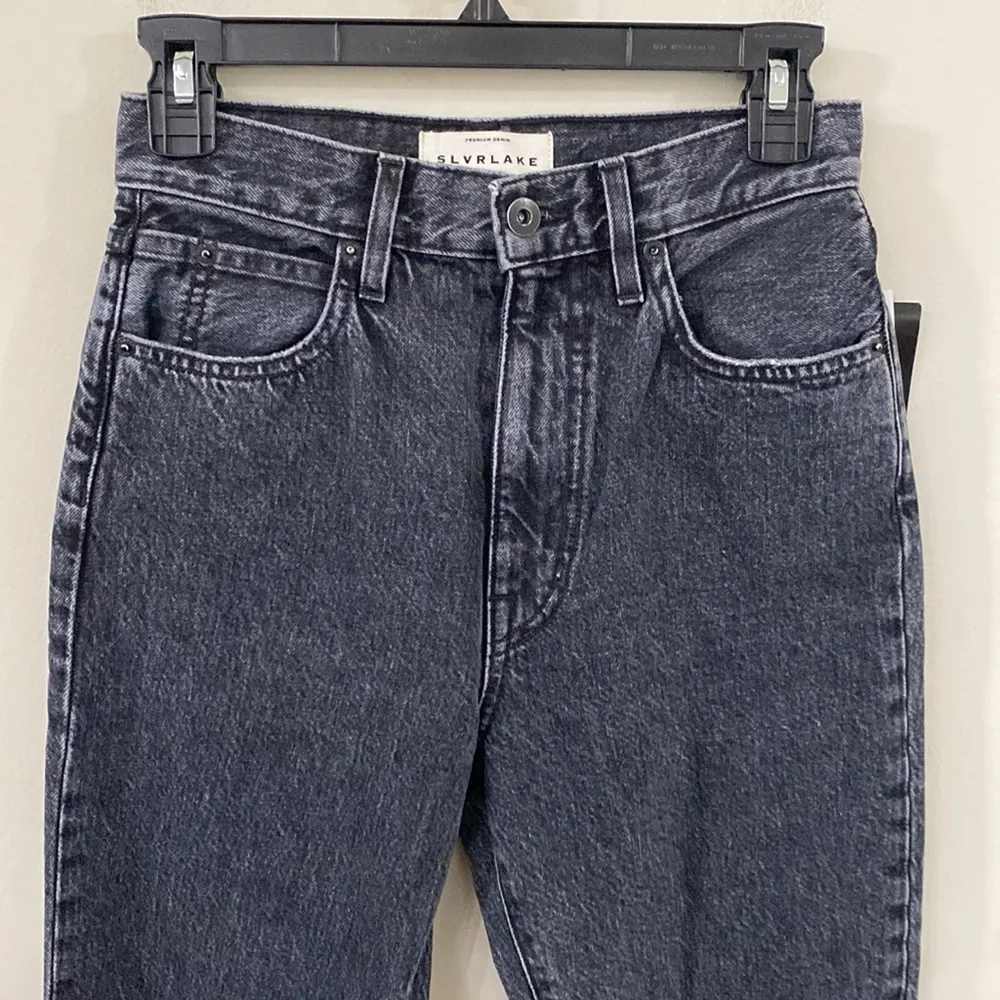 SLVRLAKE Beatnik slim straight distressed rigid denim jeans washed black size 25 - Image 4