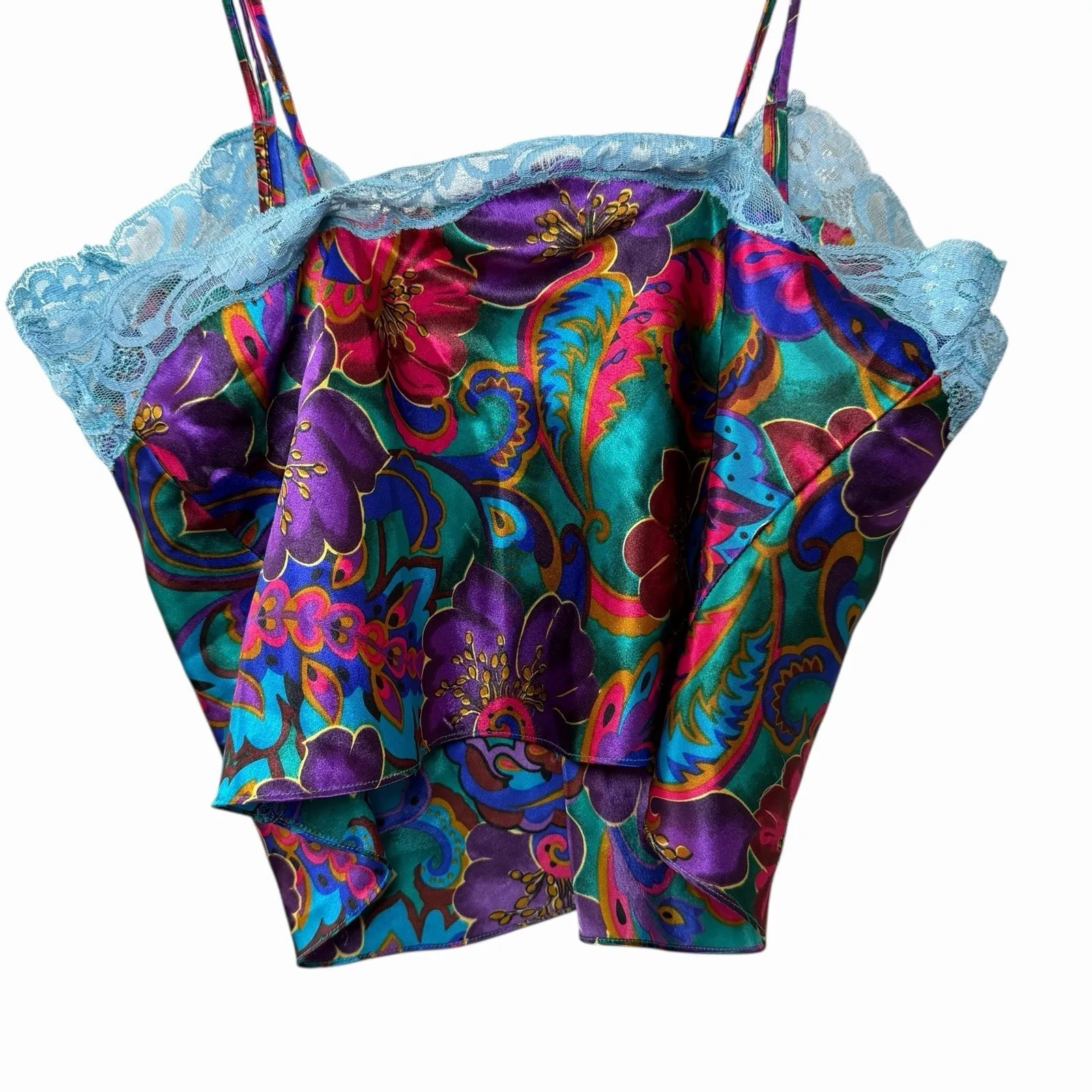 Y2K Victoria's Secret Womens Gold Label Floral Satin Cami Tank S Coquette Fairy - Image 4