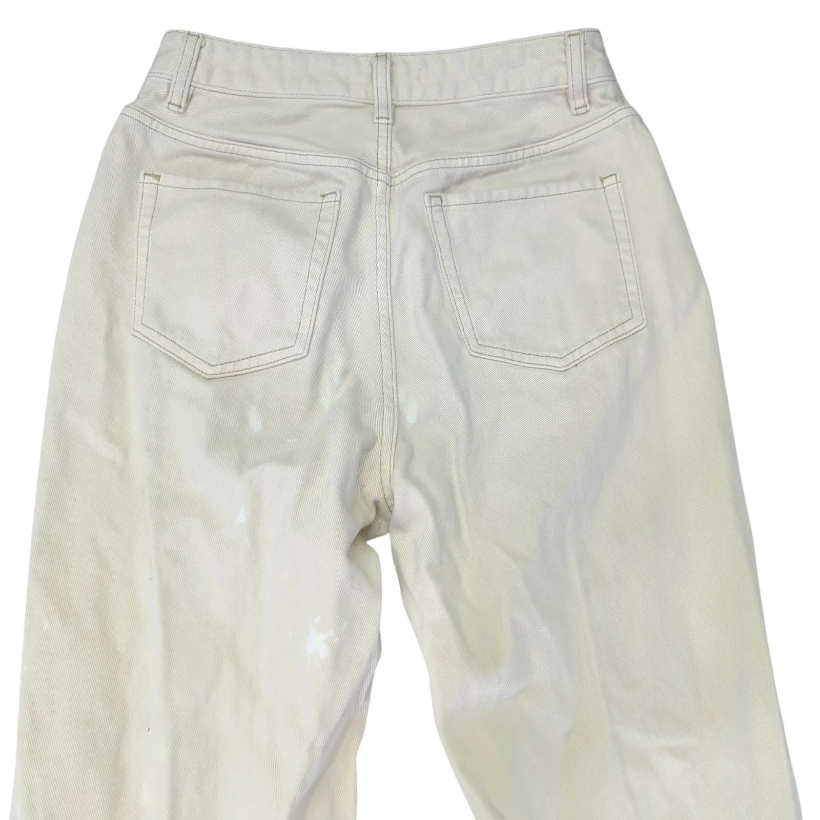 PacSun '90s Boyfriend Jeans Distressed‎ Women's 28 Cream 100% Cotton Rigid Denim - Image 5
