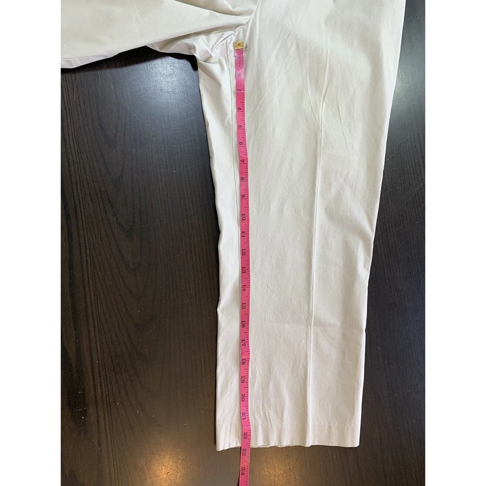 J McLaughlin Pants Women's 12‎ Cotton Stretch Cropped Chino Khaki Stretch Preppy - Image 9