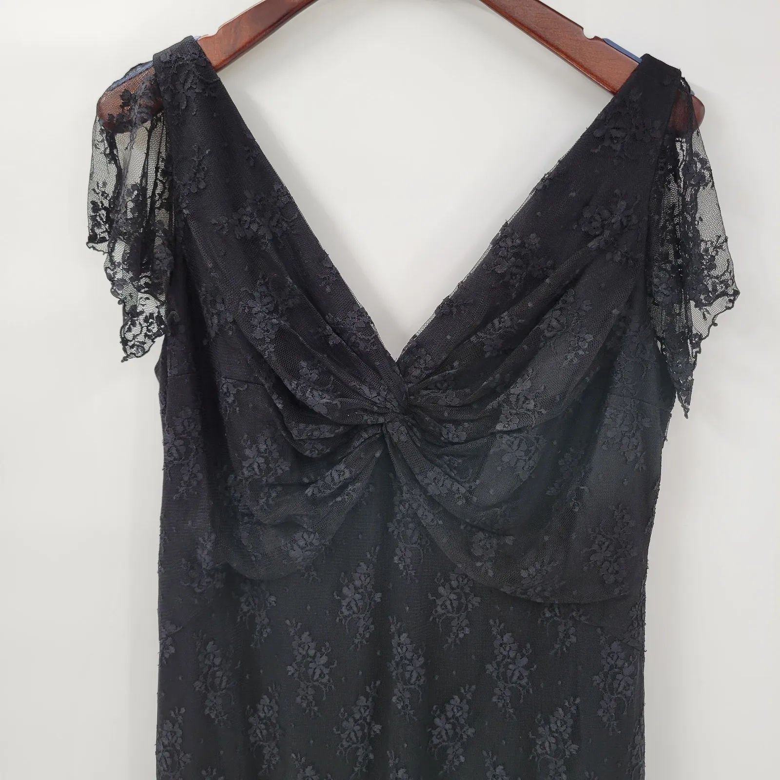 Watters & Watters Lace Formal Dress Womens 18 Black Bridal Whimsical Witchy Gown - Image 16