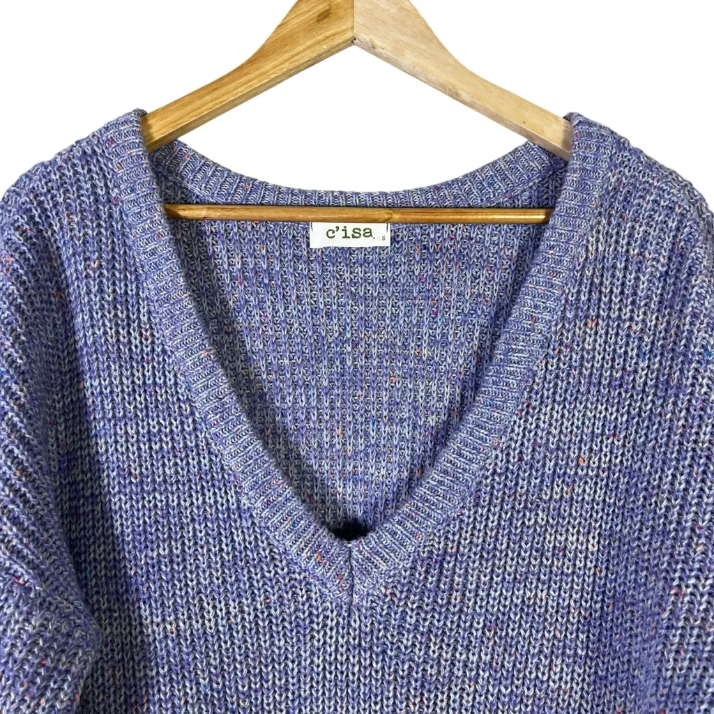 C'isa Chunky Knit Oversized Sweater Womens S Purple V - Image 3
