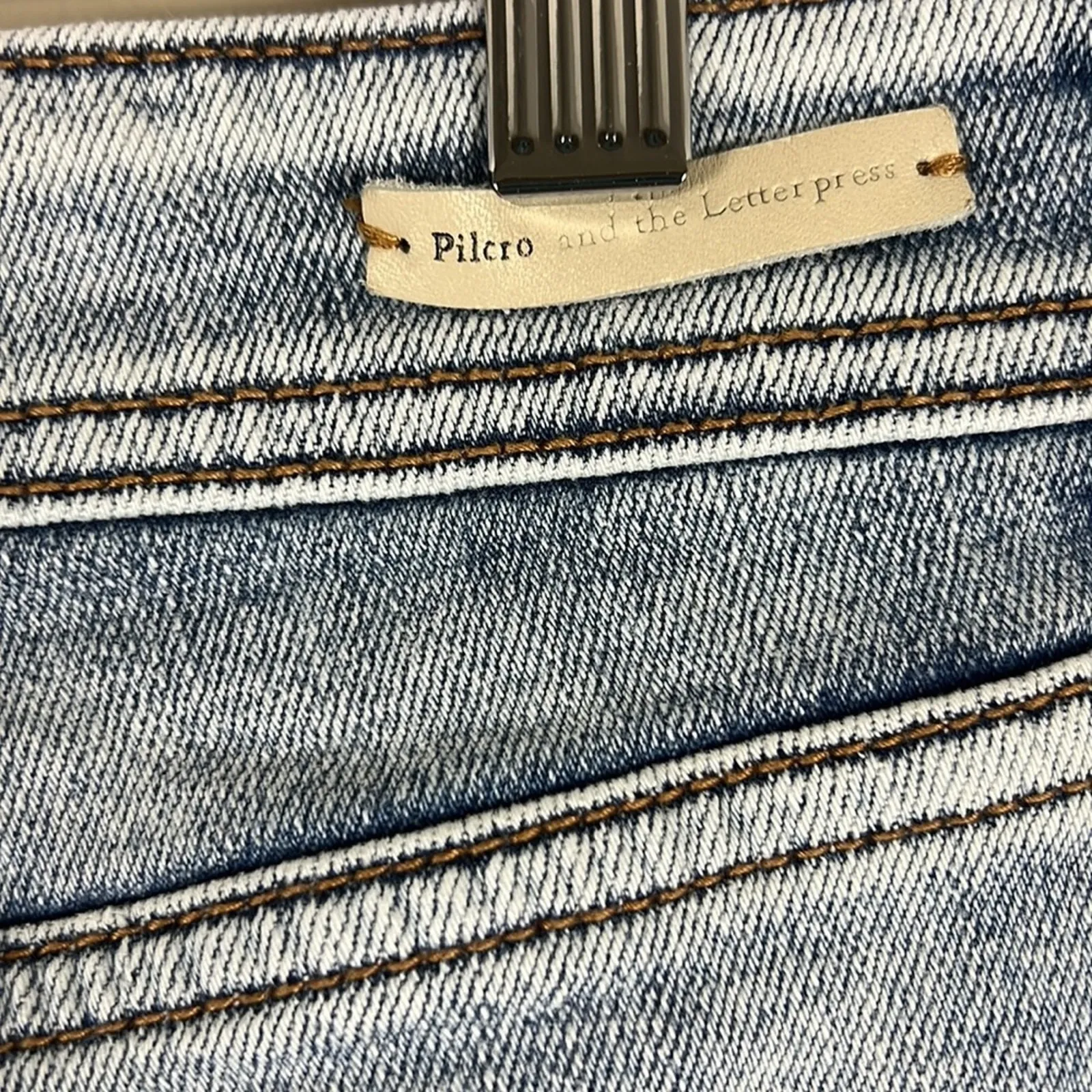 Pilcro and the Letterpress Distressed Patchwork Jean Shorts Medium Wash Size 29 - Image 5