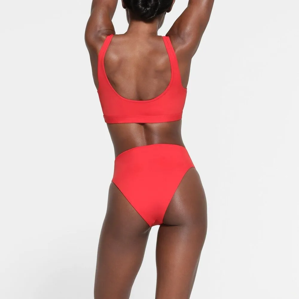 Skims Signature Swim Mid Waist Bottom Ruby Size XXS - Image 3