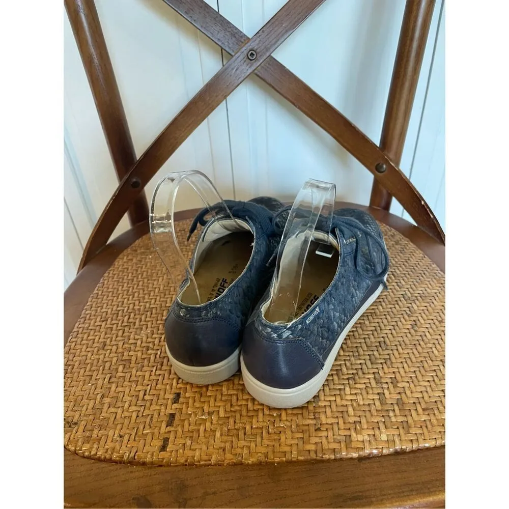Mephisto blue runoff snakeskin leather sneakers size 6 Blue - Image 4
