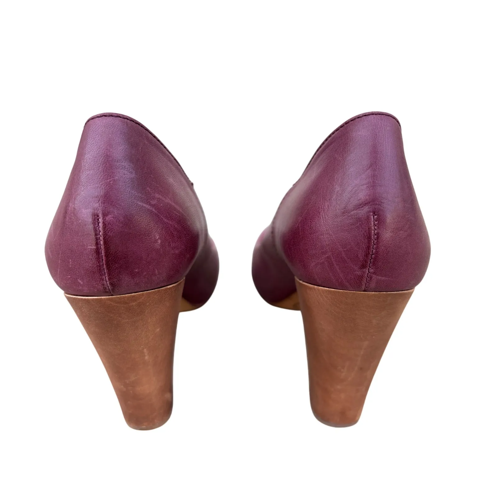 Madewell Frankie Pumps in burgundy/plum leather, size 9 - Image 3