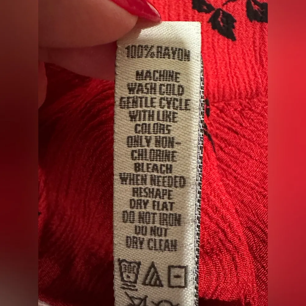 American Rag Floral Faux Wrap Dress Red Size Small - Image 9