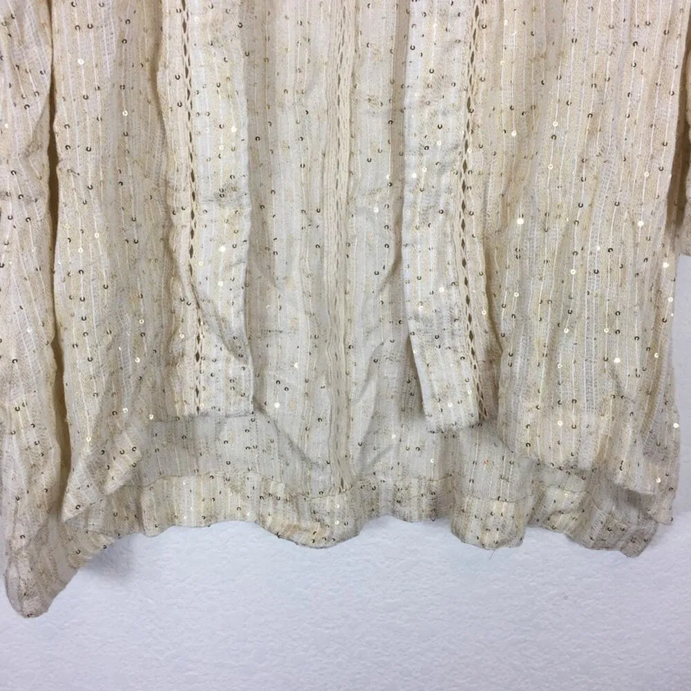 NWT Soft Surroundings Cream Sequin Glamour Kimono Cardigan Medium Bohemian - Image 8