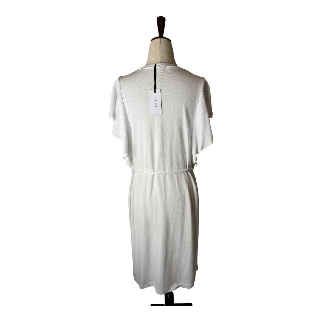 Z Supply Dress Women Medium White Capri‎ Ruffle Sleeve French Terry Mini NWT - Image 3