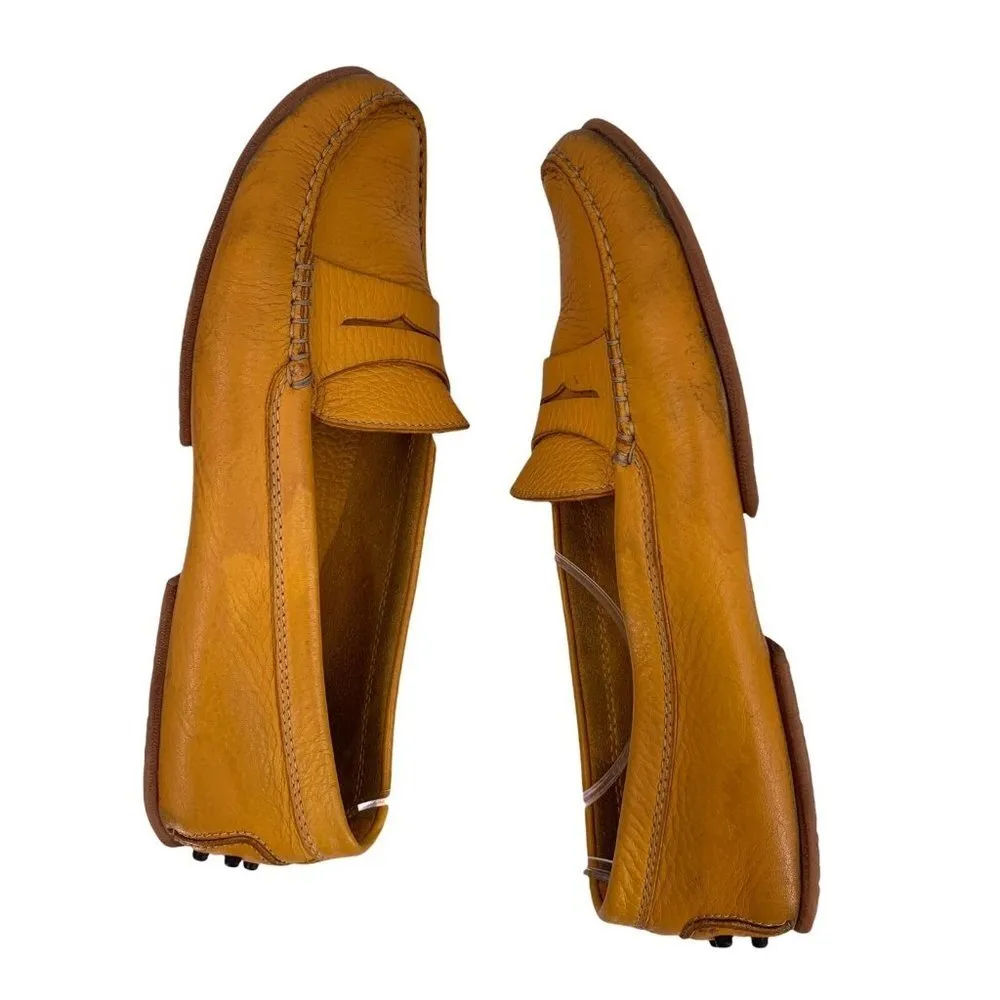 TOD's Yellow Pebbled Leather Driving Moccasins Size 38 Penny Loafers - Image 6