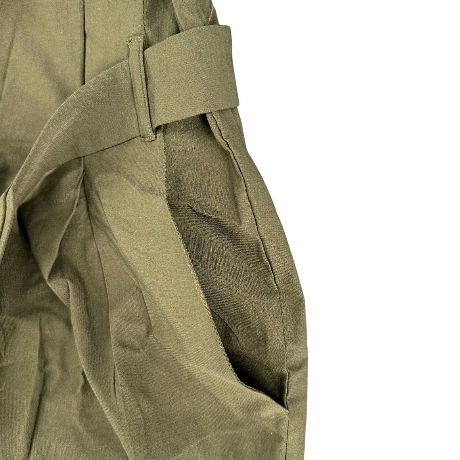 Windsor Olive Green Paper Bag High Waisted Tie Waste Pants 6 NWT - Image 5