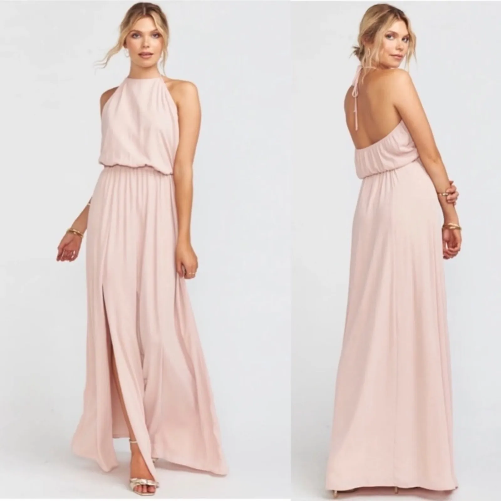 Show Me Your Mumu SMYM Heather halter maxi dress in dusty blush NEW XXS - Image 3