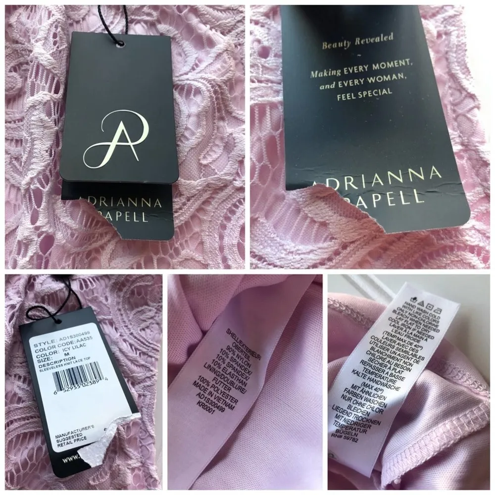 Adrianna Papell Lace Knit Top Sleeveless Medium Nwt Lilac - Image 9