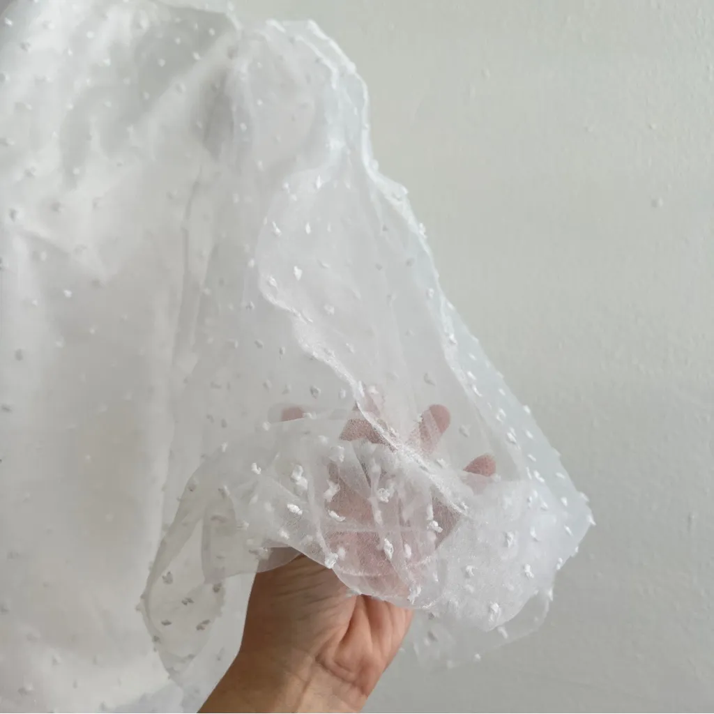 Elegant White Sheer Polka Dot Blouse - Image 7