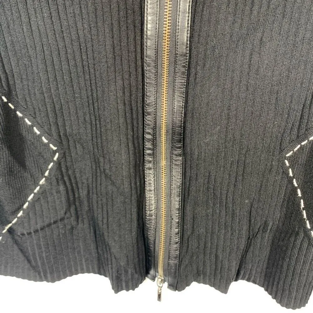 Madison studio full zip, black, leather trim, cardigan, size large ￼ Black - Image 8