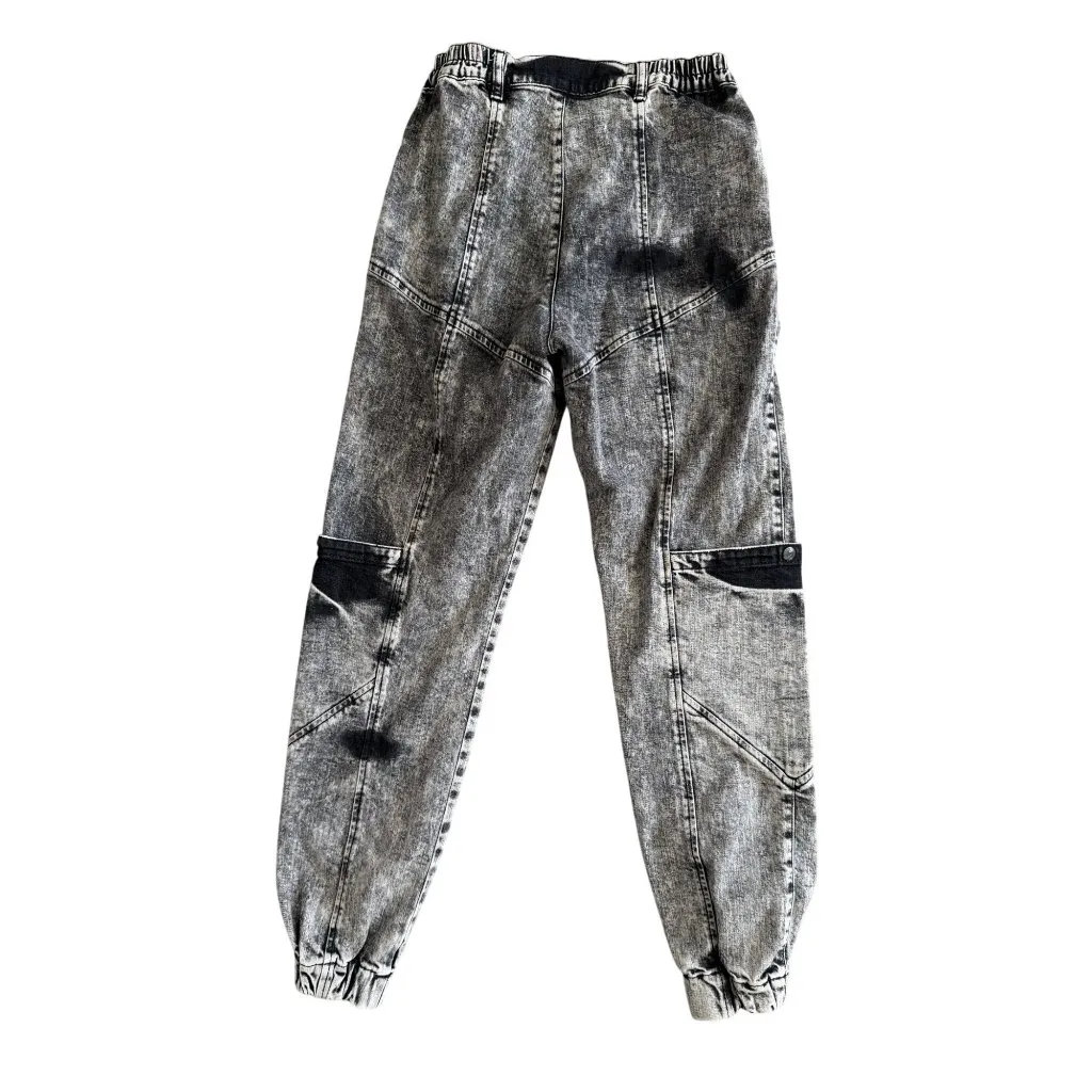 RETROFETE Gray White Acid Wash Jeans Joggers Size 26 - Image 7