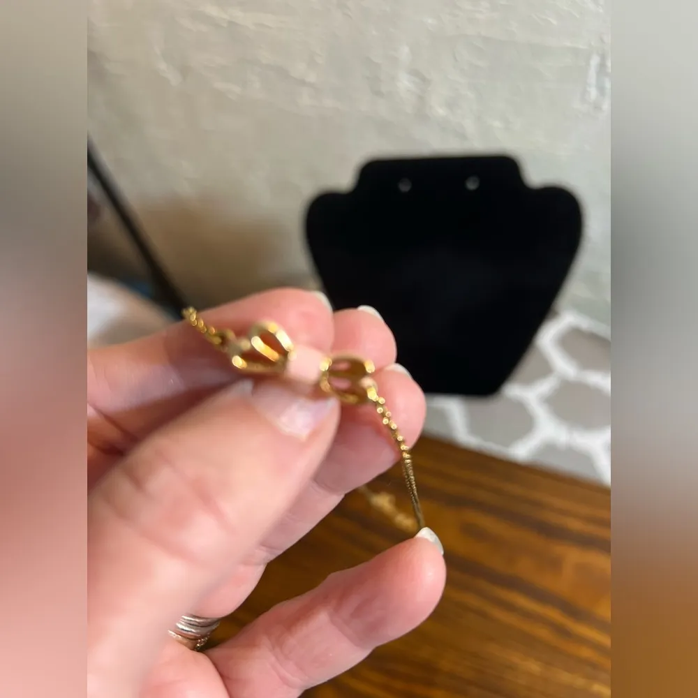 Kate Spade Pink and Gold Bow Necklace gold tone with pink enamel bow feminine - Image 10