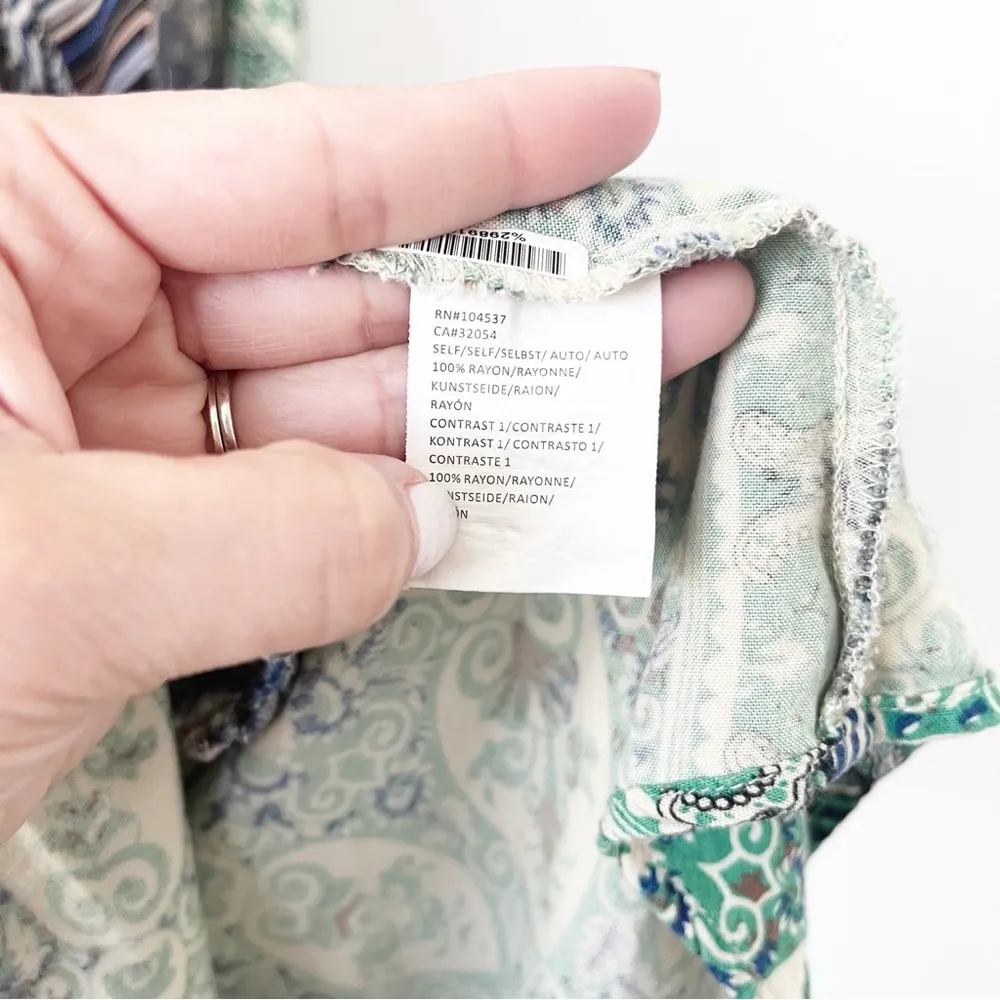 Anthropologie TINY Caviana in Green Boho Print Drop Waist Shirt Dress - Image 8