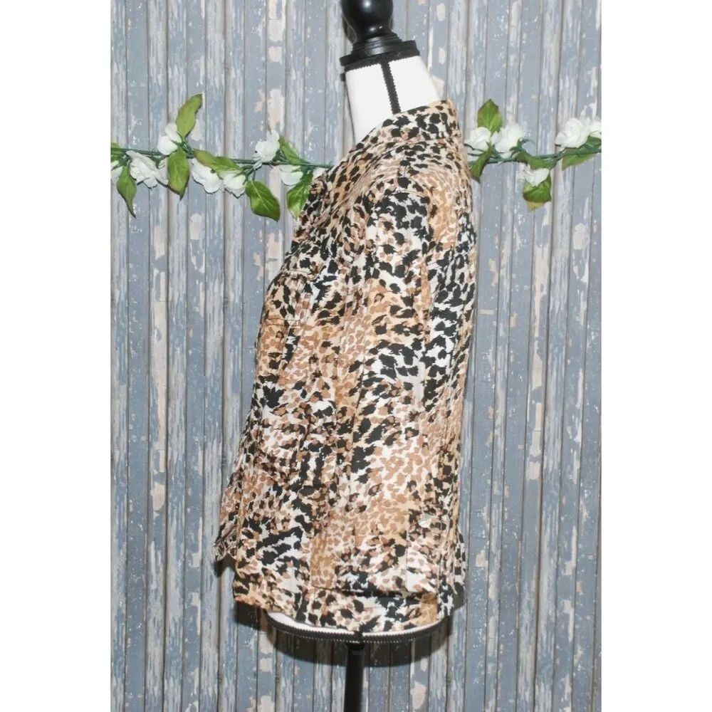 Ruby Rd . Size M Linen Lightweight Shacket Jacket Button Front Brown & Black Casual - Image 5