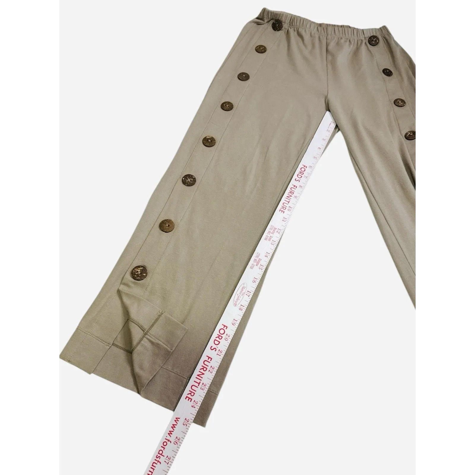 Soft Surroundings Newport Button Pull On Crop Pants Tan XS Nautical Wide Leg - Image 8