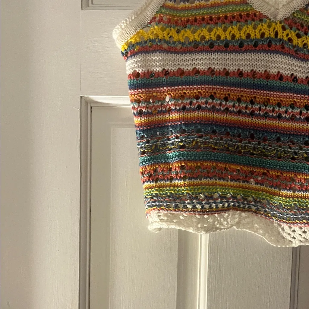 Debut Colorful Striped Crochet Crop Top - Image 3