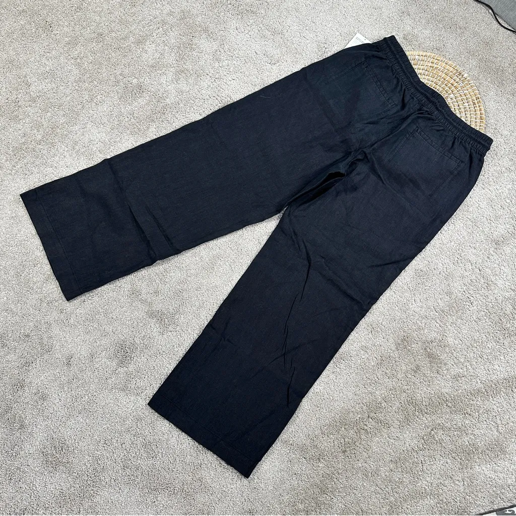 NWT Athleta Women’s Retreat Linen High Rise Wide Leg Pants Minimalist in Black L - Image 6