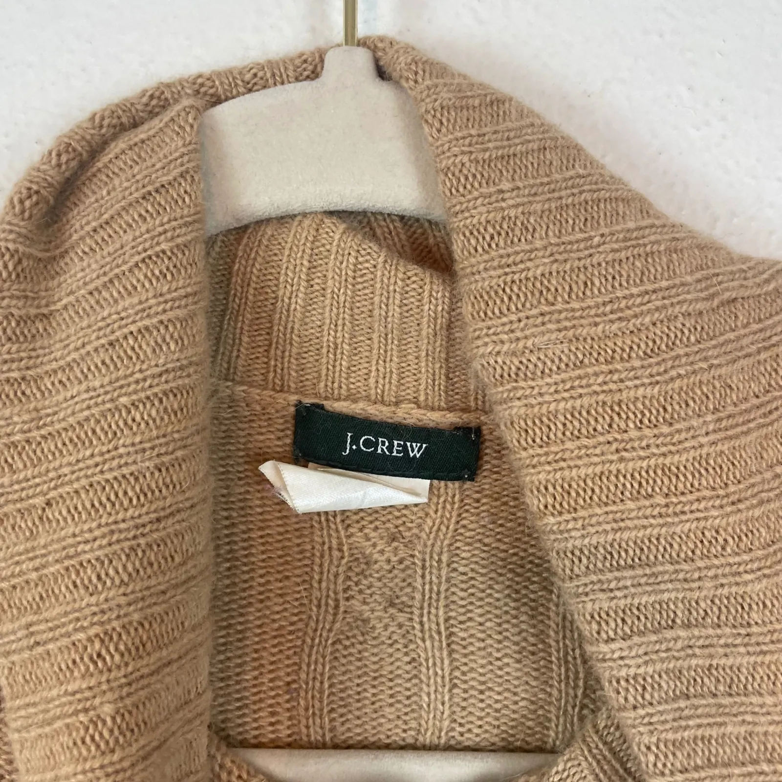 J Crew Cable Knit Turtleneck Sweater M Merino Wool Angora Rabbit Hair Cashmere - Image 3