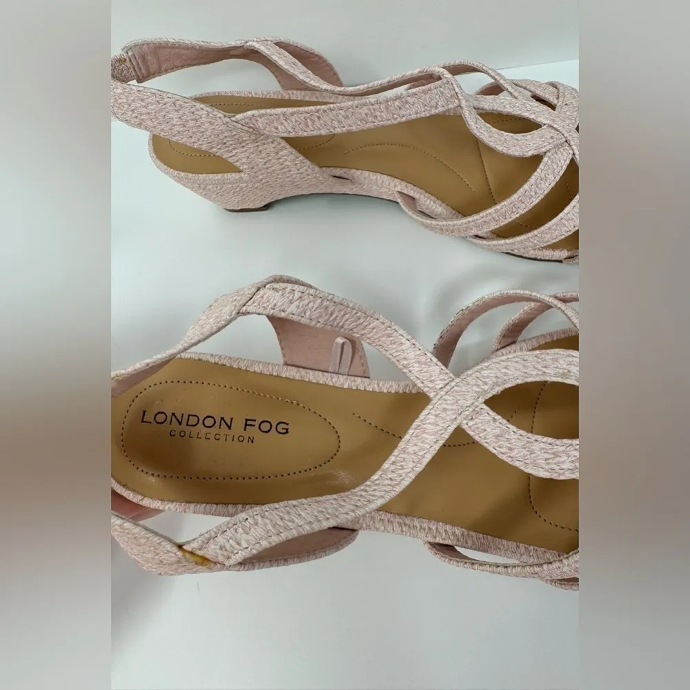 London Fog Collection Carmela size 8.5 low wedge heel sandals preppy coquette - Image 6