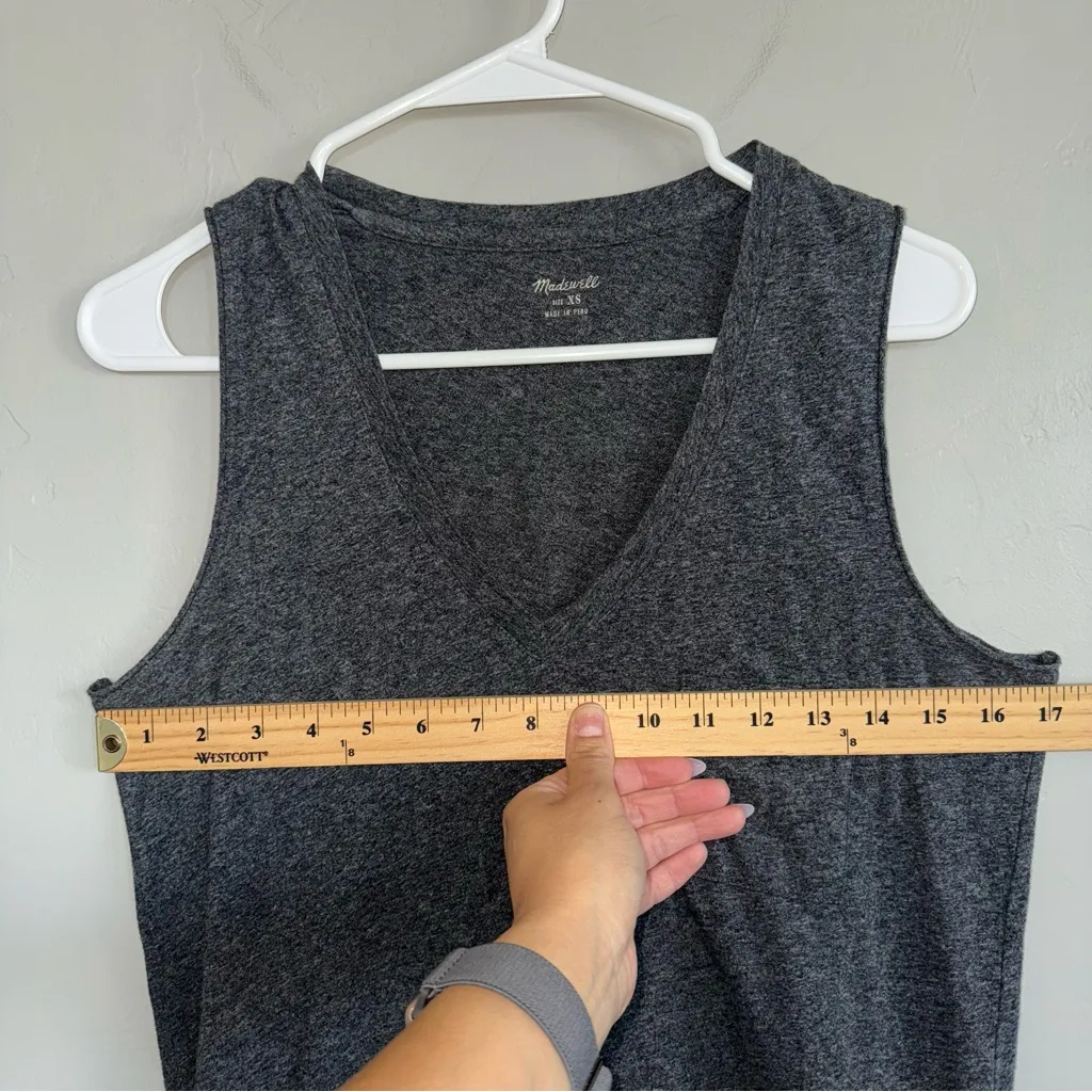 Madewell V-Neck Sleeveless One Pocket Tank Dress Heather Gray Size XS Cotton - Image 5